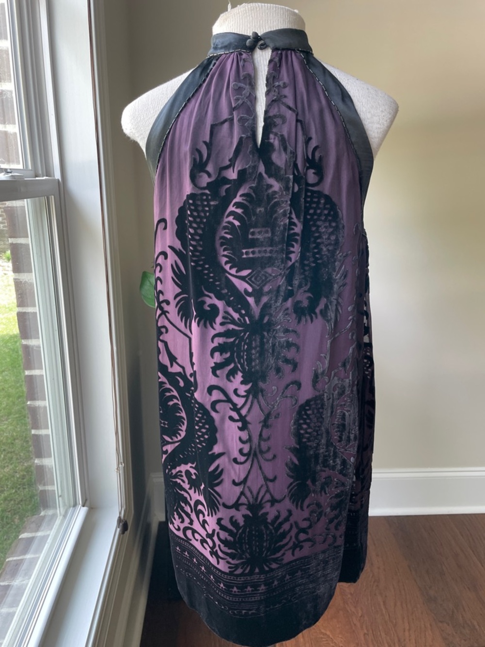 Max Studio Purple and Black Halter Burnout Velvet Mini Dress - Picture 2 of 4